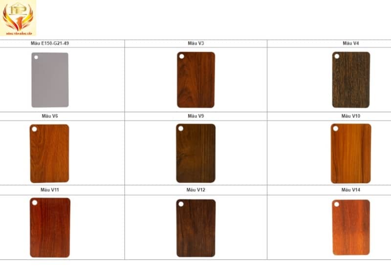 Cửa thép vân gỗ 2 cánh NS2H4 3 Bảng mã màu cơ bản của cửa thép vân gỗ