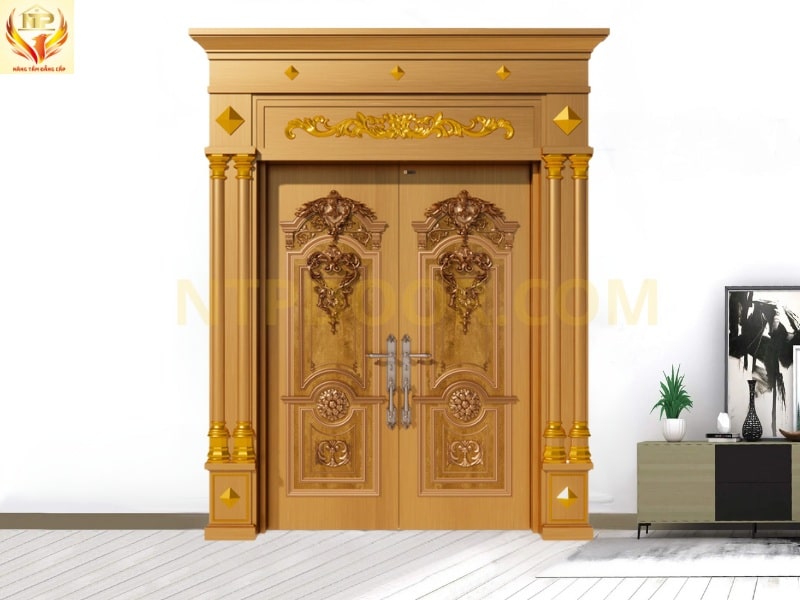 Cửa biệt thự NSF2B cao cấp 2 cánh 5 Cửa thép cao cấp NSF2B màu gold