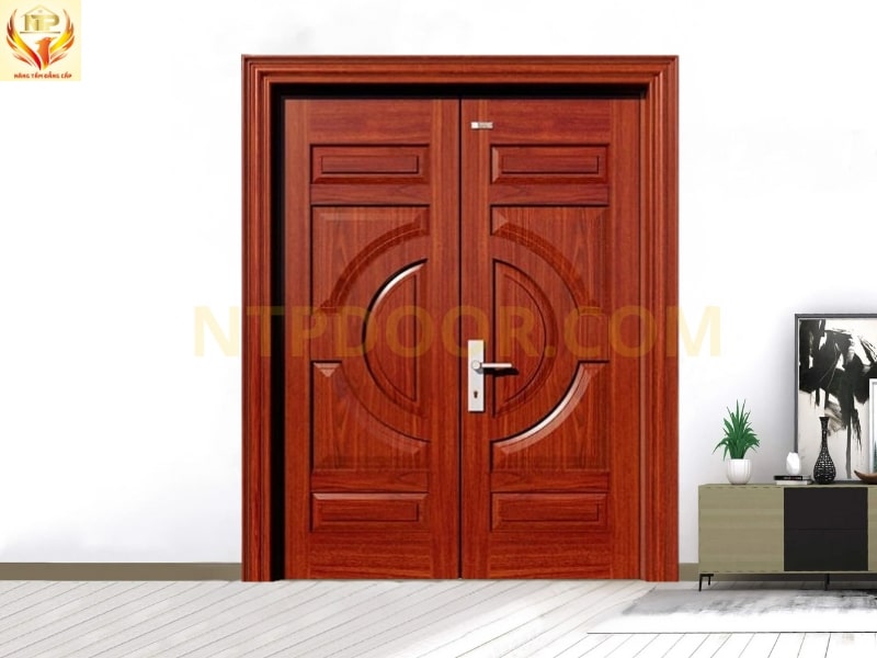 Cửa thép vân gỗ 2 cánh NS2H4 2 Cửa thép vân gỗ 2 cánh có nhiều ưu điểm so với cửa gỗ thông thường