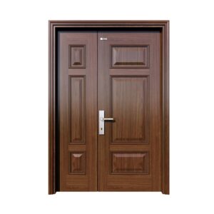 Cửa thép vân gỗ 2 cánh NS3H3 cánh lệch