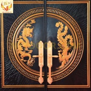 Cửa biệt thự NSF2M3 2 cánh cao cấp 1 Hoa văn rồng phượng trên cửa biệt thự NSF2M3