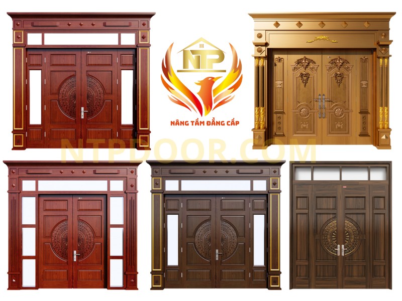 Báo giá cửa thép vân gỗ tại Bắc Giang 3 Cửa thép vân gỗ NTP có đa dạng mẫu huỳnh cửa 4 cánh cho khách hàng lựa chọn