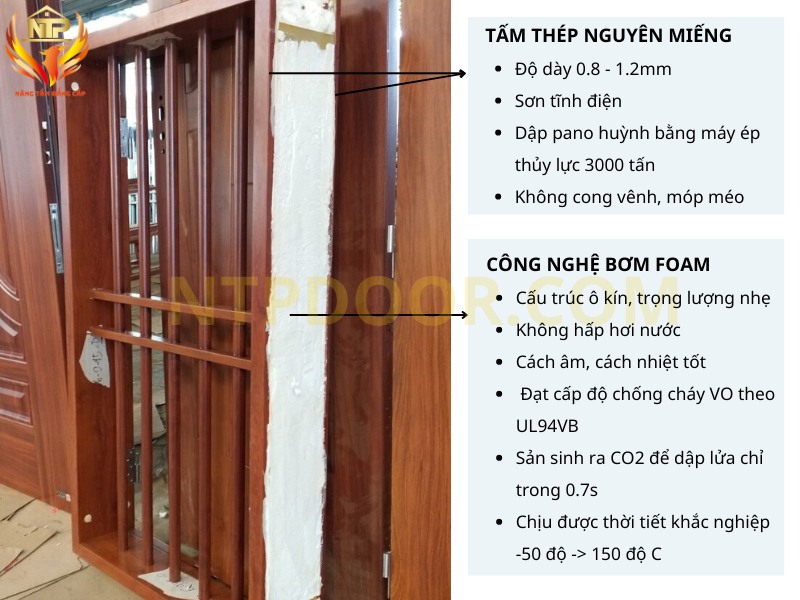 Cửa thép vân gỗ lõi foam có khả năng chống cháy lan hiệu quả