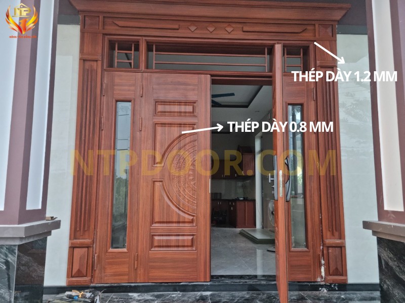 Độ dày cửa thép vân gỗ lõi foam