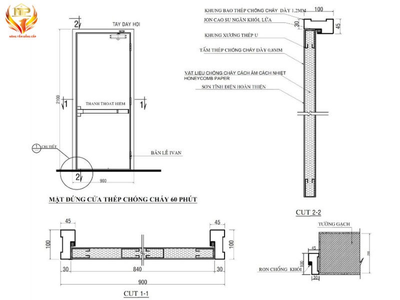 Bản vẽ mẫu cửa chống cháy EI60