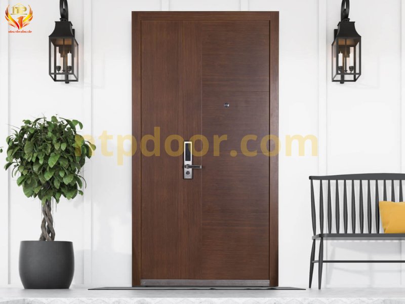 50+ MẪU CỬA THÉP VÂN GỖ 2 CÁNH LỆCH NHÀ Ở, CHUNG CƯ MỚI NHẤT 5 Thiết kế cửa đi 2 cánh lệch tối giản