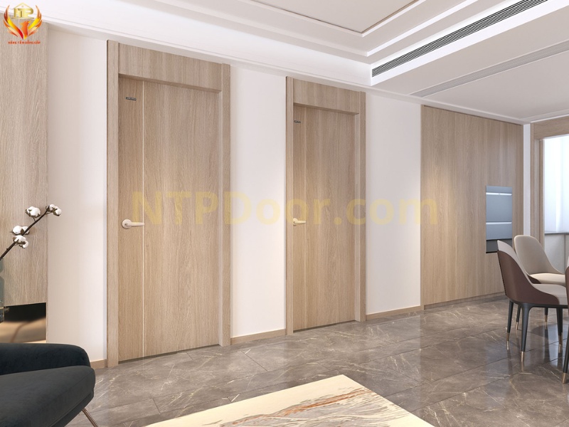 15+ Mẫu cửa thông phòng đẹp, hiện đại, ưa chuộng 2024 11 Cửa thông phòng nhựa giả gỗ là vật liệu khá mới mẻ, được sử dụng nhiều trên thị trường